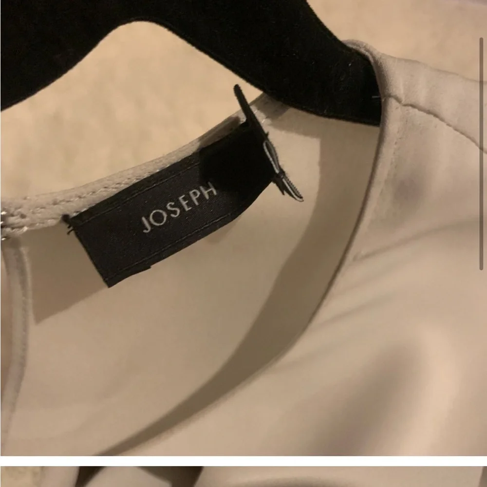 Stunning 100% Silk Light Grey JOSEPH Blouse w/ Wool Felt Detailing‎